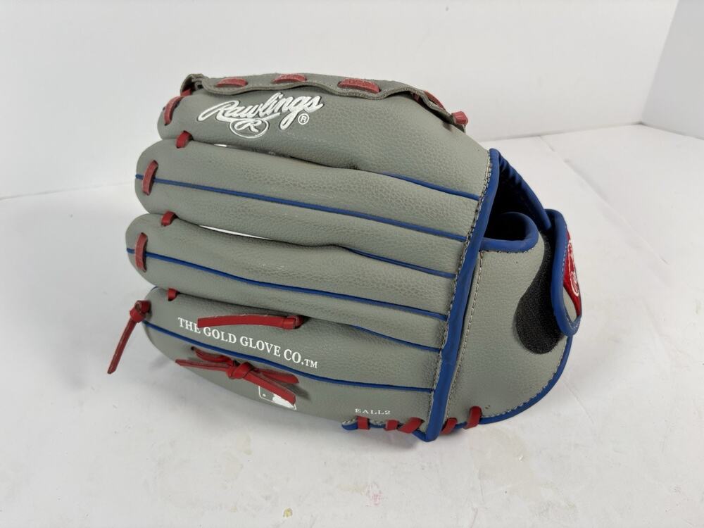 Rawlings WPL115GS Players Series 11.5” Youth Baseball Glove Gray Red Blue